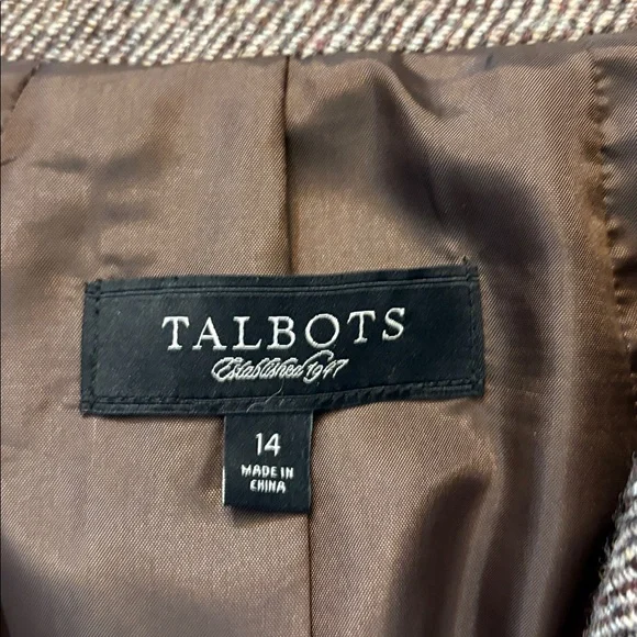 Talbots Wool Blend Paisley Embroidered Beaded Blazer Jacket Brown 14 EUC - Picture 5 of 9